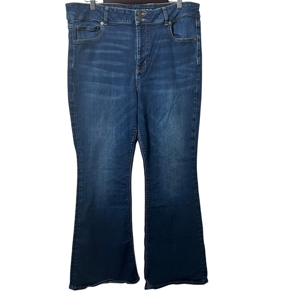 American Eagle Jeans Women's Plus Size 20 Short Blue Hi-Rise Artist Flare Denim